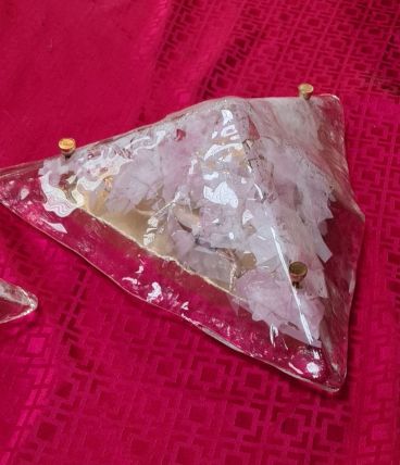 applique ou Lustre triangulaire 1970 en verre de Murano tran