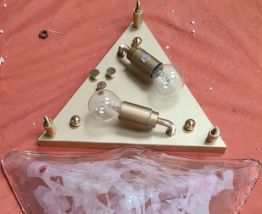 applique ou Lustre triangulaire 1970 en verre de Murano tran