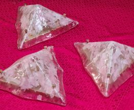 applique ou Lustre triangulaire 1970 en verre de Murano tran