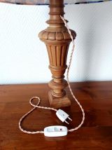 Paire de lampes en bois tourné Médicis abat-jours sur mesure