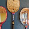 Miroir mural ovale bois raquette tennis vintage "Donnay arc 