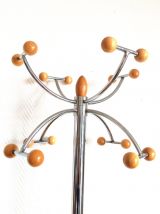 Portemanteau space age chrome et bois 197O 