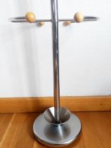 Portemanteau space age chrome et bois 197O 