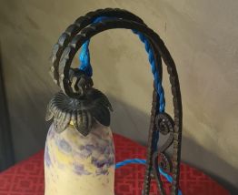 lampe fer forgé art deco ancienne 32x20 jolie tulipe origina