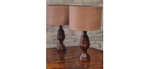paire de lampe 1960 scandinave bois massif vernis et abat jo
