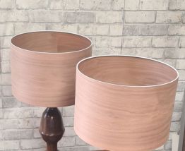 paire de lampe 1960 scandinave bois massif vernis et abat jo