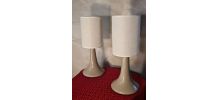 paire de lampes de chevet ceramique taupe te abat jour lin 3