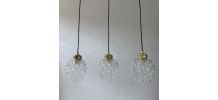 LOT 3 SUSPENSIONS VINTAGE EN VERRE BULLE