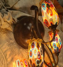  2 appliques murano  millefiori glass 40x25  1970 a 80s