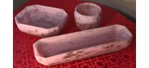 ensemble de 3 pate de verre rose 1920 signé lorrain 23x13 bo
