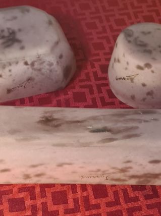 ensemble de 3 pate de verre rose 1920 signé lorrain 23x13 bo