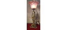 lampe art deco fer forgè 1930 avec tulipe en pate de verre  