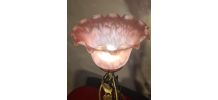 lampe art deco fer forgè 1930 avec tulipe en pate de verre  