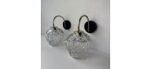 PAIRE D’ANCIENNES APPLIQUES VERRE MOULE  VINTAGE