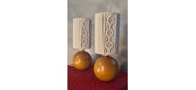 lampes de chevet boule bois massif et abat jour tressé blanc