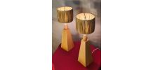  2 lampes style scandinave de chevet  bois massif et abat jo