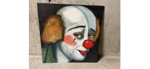 Huile sur carton « clown triste »