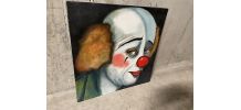 Huile sur carton « clown triste »