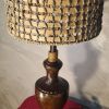 lampe de salon 1970 acier patiné abat jour corde et rotin 62