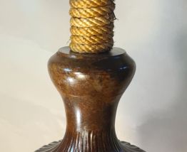 lampe de salon 1970 acier patiné abat jour corde et rotin 62