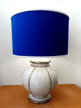 Lampe faïence de Longwy et abat-jour bleu Klein 