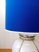 Lampe faïence de Longwy et abat-jour bleu Klein 
