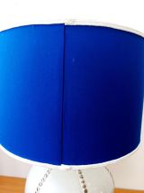 Lampe faïence de Longwy et abat-jour bleu Klein 