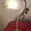 Lampe bronze petale verre moulé art nouveau 28x34. Elec ok