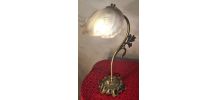 Lampe bronze petale verre moulé art nouveau 28x34. Elec ok