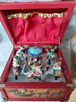 Boîte à musique vintage Noël Caroussel Rare