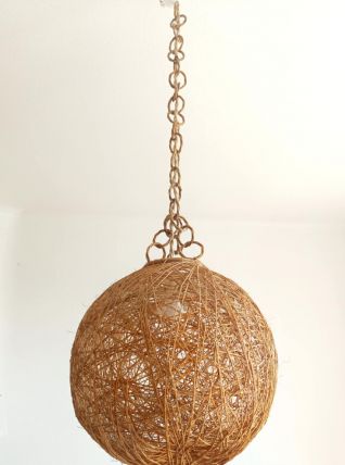 Suspension XXL boule ficelle durcie 1970