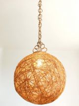Suspension XXL boule ficelle durcie 1970