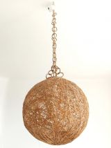 Suspension XXL boule ficelle durcie 1970
