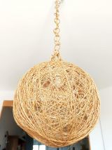 Suspension XXL boule ficelle durcie 1970