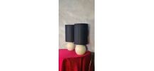 Paire de lampe chevet bois beige et abat jour en noir, scand