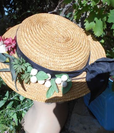 TRES BEAU CHAPEAU ANCIEN VINTAGE 1900 IMPECCCABLE PAILLE  TM
