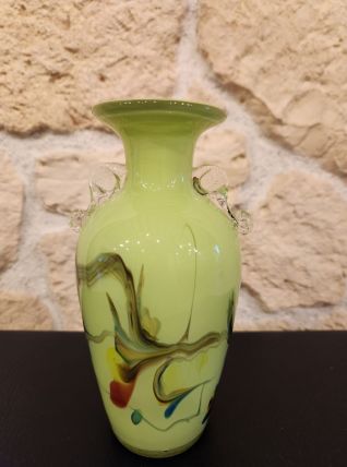 Vase en verre soufflé artisanal inspiration Murano