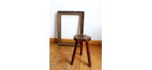 Tabouret brutaliste à la gouge vintage 