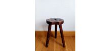 Tabouret brutaliste à la gouge vintage 