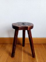 Tabouret brutaliste à la gouge vintage 