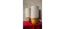 Paire de lampe boule bois chevet style scandinave 30 X 13.