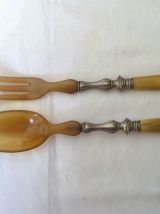 Couverts a salade  en corne , vintage