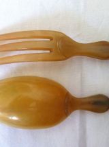 Couverts a salade  en corne , vintage