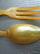 Couverts a salade  en corne , vintage