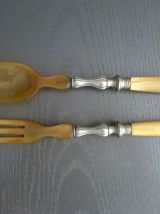 Couverts a salade  en corne , vintage