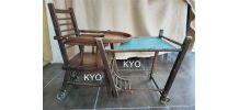 Chaise haute bois bébé vintage ancienne transformable