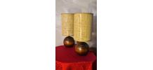 Paire de lampe boule bois massif chevet style scandinave 33x