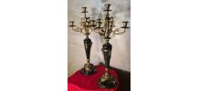 candelabre 19eme chandelier bronze doré et marbre 60x32 cm