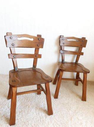 Paire de chaises brutalistes style ranch 