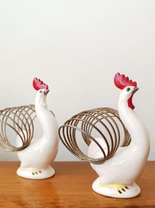 Porte cartes coq en céramique vintage 1960 
